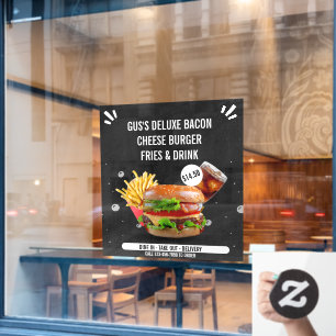 Drink Restaurant met Deluxe Burger Fries aanpassen Raamsticker