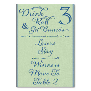Drink, rol en haal Bunco's Table Card #3 Kaart