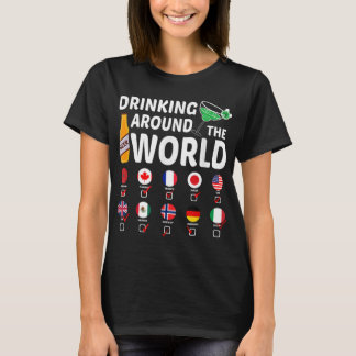 Drink rond de wereld Drink minnaar geschenken T-shirt