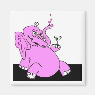 "Drink roze olifant"-vriend Magnet SQUARE Magneet