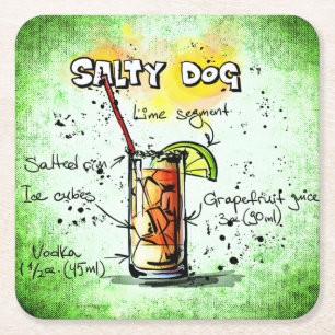 Drink Salty Dog Recipe Vierkante Kartonnen Onderzetter