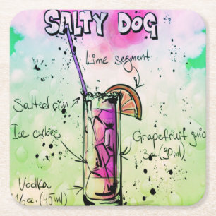Drink Salty Dog Recipe Vierkante Kartonnen Onderzetter