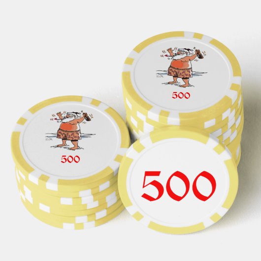 Drink Santa geel 500 gestreepte pokerchip (Opstapeling)