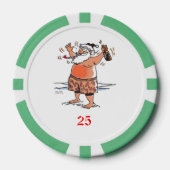 Drink Santa green 25 gestreepte pokerchip (Voorkant)
