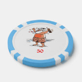 Drink Santa licht blauw 50 gestreepte pokerchip (Enkel)