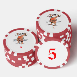 Drink Santa rood 5 gestreepte pokerchip