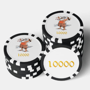 Drink Santa zwart goud 10000 gestreepte pokerchip