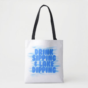 Drink Sipping & Lake Dipping Blauw Water achtergro Draagtas