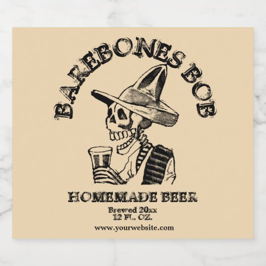 Drink skelet Sjabloon Bier Etiket (Enkel label)