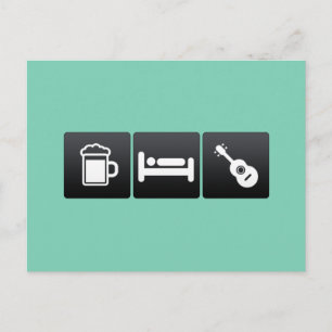 Drink, Slaap en Ukuleles Briefkaart