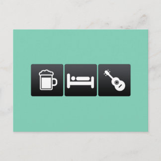 Drink, Slaap en Ukuleles Briefkaart