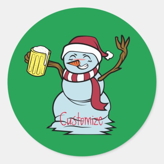 Drink Snowman Thunder_Cove drink bieren Ronde Sticker (Voorkant)