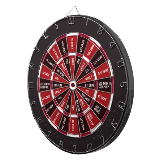 Drink Spel in zwart-wit en rood Dartbord (Voorkant Rechts)