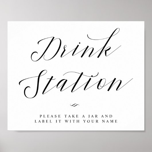 Drink Station Chic Calligrafering Script Bruiloft Poster (Voorkant)