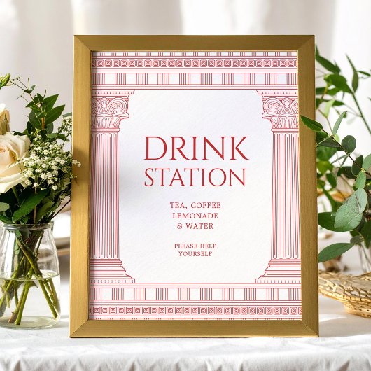 Drink Station poster voor godinnenfeest