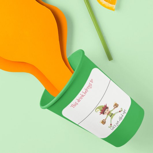 Drink Sticker Marker Naam Funny Christmas Elf