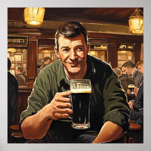 Drink stout in een Dublin pub Print (Voorkant)