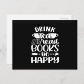 Drink Tea Read Book Be Happy Briefkaart (Voorkant / Achterkant)