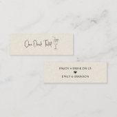 Drink Ticket, Beige Linen Mini Visitekaartje (Voorkant / Achterkant)