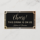 Drink Ticket Goud Art Deco Gratis Drinkbon (Achterkant)