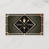 Drink Ticket Goud Art Deco Gratis Drinkbon (Voorkant)