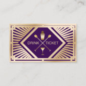 Drink Ticket Modern Paarse Goud Gratis Drink Vouch (Voorkant)
