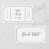 Drink Ticket Reception Bar Token Wedding Kaart B61 (Voorkant / Achterkant)