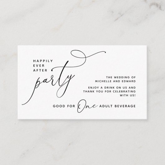 Drink Ticket Volwassenen drankje Happily Ever Afte Informatiekaartje (Voorkant)