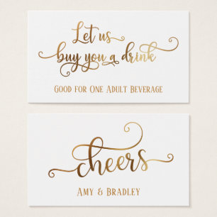 Drink Tickets Faux Gold Foil op Editable White Visitekaartje