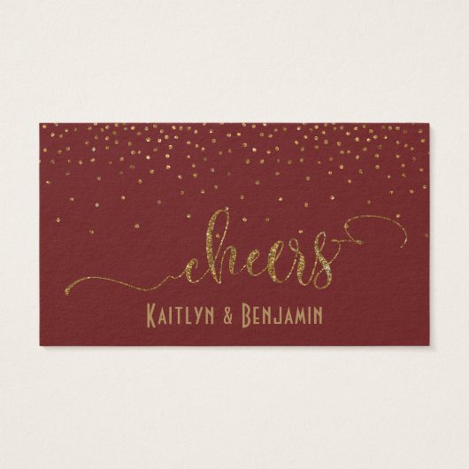 Drink Tickets, Faux Gold Glitter Confetti Burgundy (Dos)