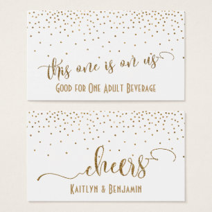 Drink Tickets, Faux Gold Glitter Confetti op White Visitekaartje