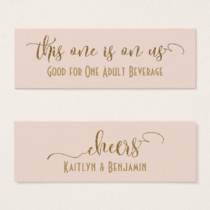 Drink Tickets, Faux Gold Glitter over Blush Pink Mini Visitekaartjes