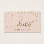 Drink Tickets, Gold Confetti over Blush Pink Visitekaartje (Achterkant)