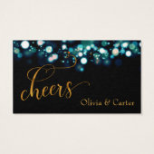 Drink Tickets, Gold Script en Blauwgroen Bokeh Visitekaartjes (Achterkant)