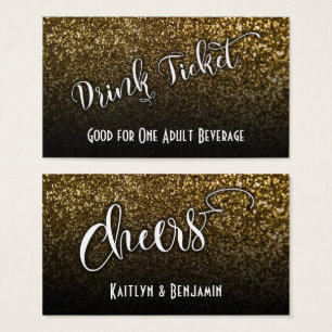 Drink Tickets op Faux Gold Glitter & Black Ombre 2 Visitekaartjes