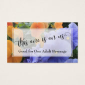 Drink Tickets | Script met paarse en oranje vioolt Visitekaartje (Voorkant)
