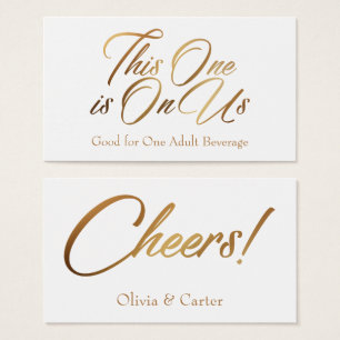 Drink Tickets, Slim, Vet, Elegant Gold Script Visitekaartjes