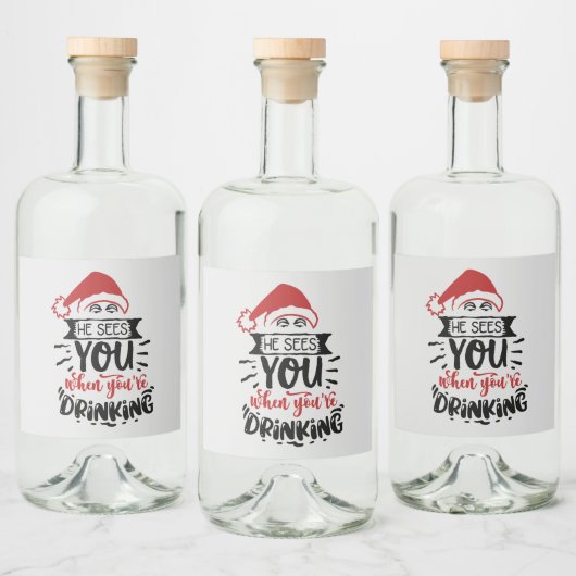 drink u een grappige kerstman likeurfles etiket (Flessen)