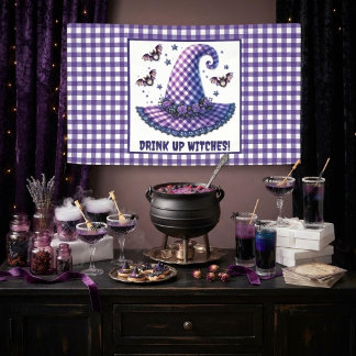 Drink Up Heksen Gingham Halloween Heksenhoed Spandoek