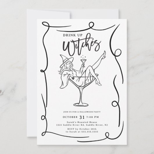Drink up heksen Halloween feestuitnodiging Kaart (Voorkant)