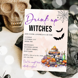 Drink up heksen Halloween feestuitnodiging Kaart
