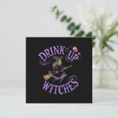 Drink Up Witches Funny Halloween Party Vibes Kaart (Staand voorkant)