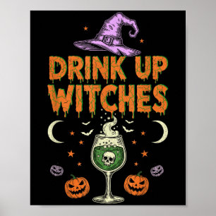 Drink Up Witches Paarse Pet Grappige Halloween Man Poster