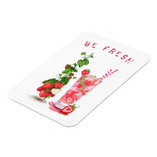 Drink van aardbeiensap - zomervruchten magneet (Linkerzijde)