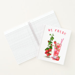 Drink van aardbeiensap - zomervruchten  notitieboek