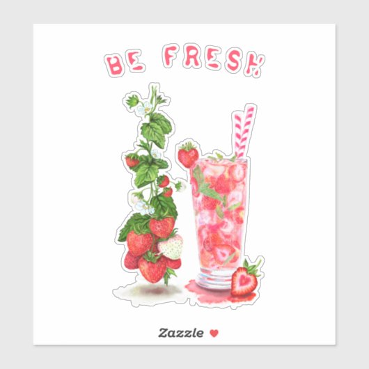 Drink van aardbeiensap - zomervruchten sticker (Vel)