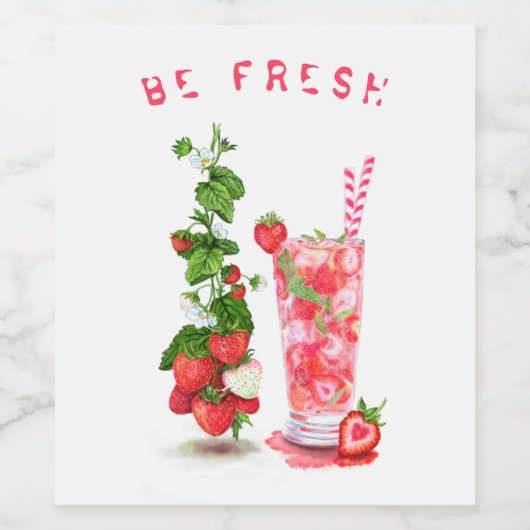 Drink van aardbeiensap - zomervruchten wijn etiket (Enkel label)