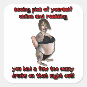 Drink vrouw had te veel Drinken op avondje uit Vierkante Sticker