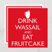DRINK WASSAIL EN EET FRUITCAKE Uitnodiging (Voorkant / Achterkant)