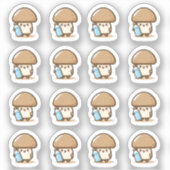 Drink water paddestoel Custom-Cut Vinyl Sticker (Voorkant)